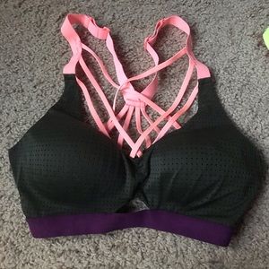 Olive green peach sports bra
